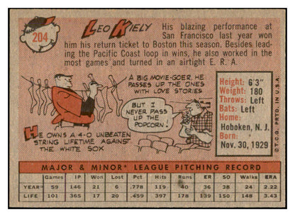 1958 Topps Baseball #204 Leo Kiely Red Sox EX-MT 535769