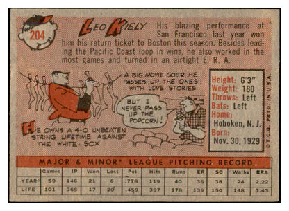 1958 Topps Baseball #204 Leo Kiely Red Sox EX-MT 535770