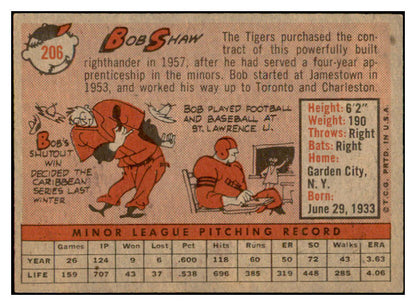1958 Topps Baseball #206 Bob Shaw Tigers EX-MT 535772