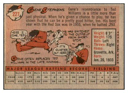 1958 Topps Baseball #227 Gene Stephens Red Sox EX-MT 535804