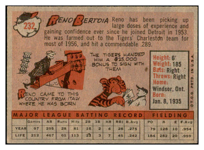 1958 Topps Baseball #232 Reno Bertoia Tigers EX-MT 535811