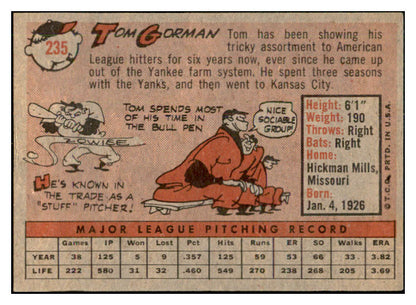 1958 Topps Baseball #235 Tom Gorman A's EX-MT 535817