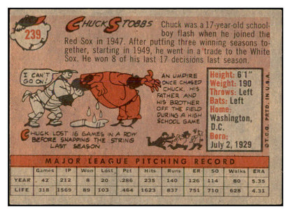 1958 Topps Baseball #239 Chuck Stobbs Senators EX-MT 535822