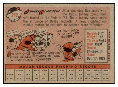 1958 Topps Baseball #242 Johnny Klippstein Reds EX-MT 535825