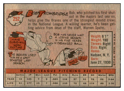 1958 Topps Baseball #252 Bob Trowbridge Braves EX-MT 535841