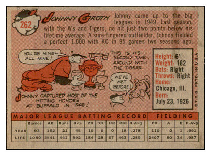 1958 Topps Baseball #262 Johnny Groth Tigers EX-MT 535853