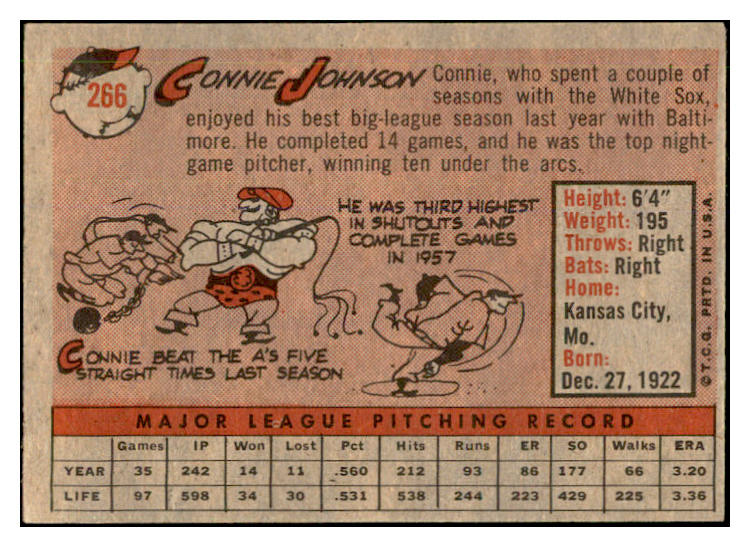 1958 Topps Baseball #266 Connie Johnson Orioles EX-MT 535860