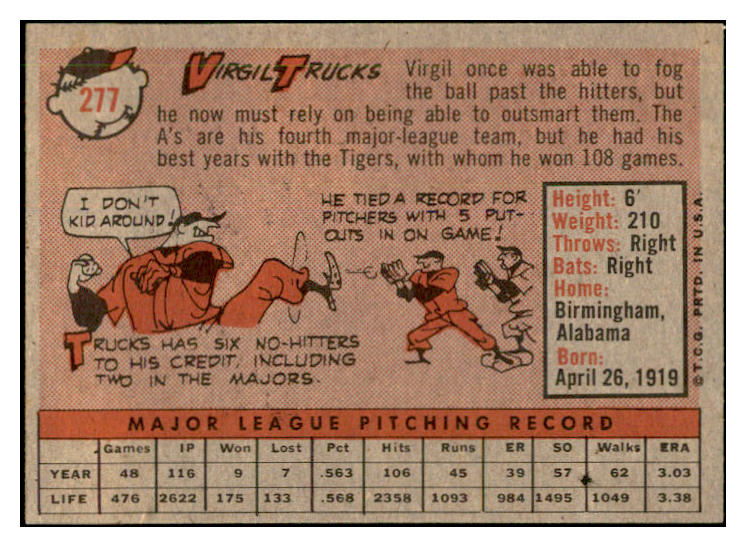 1958 Topps Baseball #277 Virgil Trucks A's EX-MT 535870