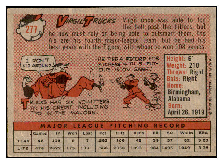 1958 Topps Baseball #277 Virgil Trucks A's EX-MT 535871