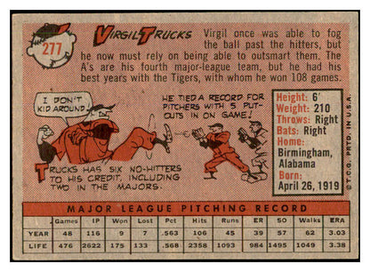1958 Topps Baseball #277 Virgil Trucks A's EX-MT 535871