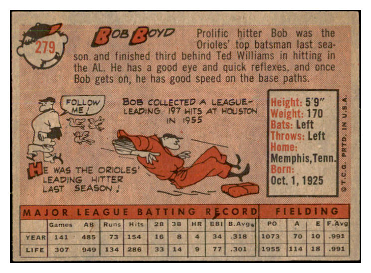 1958 Topps Baseball #279 Bob Boyd Orioles EX-MT 535873