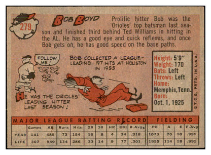 1958 Topps Baseball #279 Bob Boyd Orioles EX-MT 535873