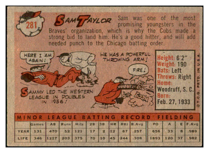1958 Topps Baseball #281 Sam Taylor Cubs EX-MT 535874