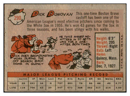 1958 Topps Baseball #290 Dick Donovan White Sox EX-MT 535884
