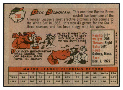 1958 Topps Baseball #290 Dick Donovan White Sox EX-MT 535885