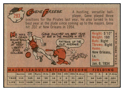 1958 Topps Baseball #293 Gene Freese Pirates EX-MT 535889
