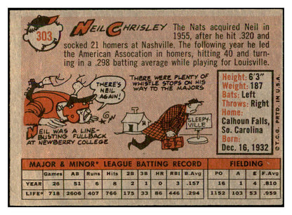 1958 Topps Baseball #303 Neil Chrisley Senators EX-MT 535899