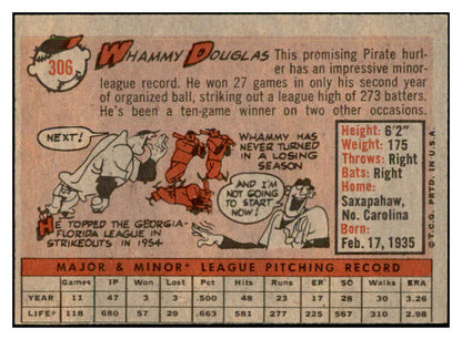 1958 Topps Baseball #306 Whammy Douglas Pirates EX-MT 535900