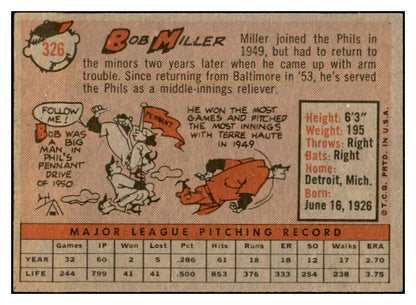1958 Topps Baseball #326 Bob Miller Phillies EX-MT 535919