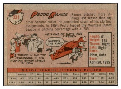 1958 Topps Baseball #331 Pedro Ramos Senators EX-MT 535925