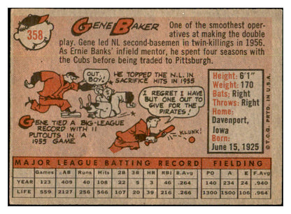 1958 Topps Baseball #358 Gene Baker Pirates EX-MT 535957