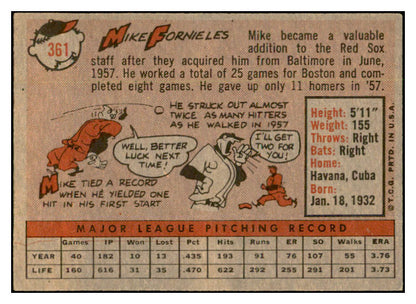 1958 Topps Baseball #361 Mike Fornieles Red Sox EX-MT 535962