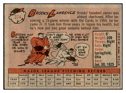 1958 Topps Baseball #374 Brooks Lawrence Reds EX-MT 535981