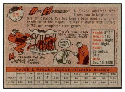 1958 Topps Baseball #379 Ray Herbert A's EX-MT 535984