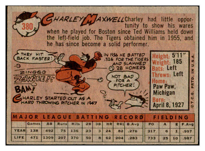 1958 Topps Baseball #380 Charley Maxwell Tigers EX-MT 535986