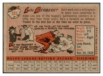 1958 Topps Baseball #383 Lou Berberet Red Sox EX-MT 535991