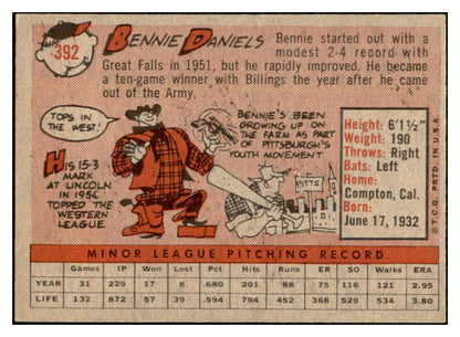 1958 Topps Baseball #392 Bennie Daniels Pirates EX-MT 536002