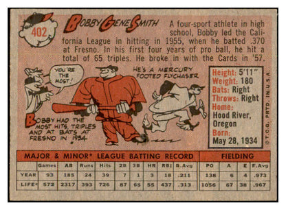 1958 Topps Baseball #402 Bobby Smith Cardinals EX-MT 536013