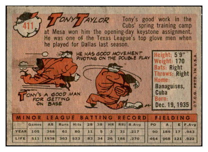 1958 Topps Baseball #411 Tony Taylor Cubs EX-MT 536027