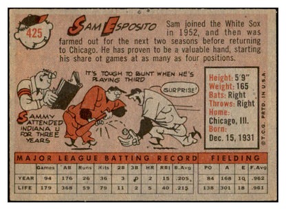1958 Topps Baseball #425 Sam Esposito White Sox EX-MT 536043