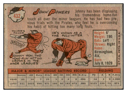 1958 Topps Baseball #432 John Powers Pirates EX-MT 536048