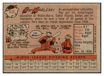 1958 Topps Baseball #439 Ray Narleski Indians EX-MT 536058