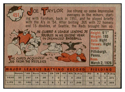 1958 Topps Baseball #451 Joe Taylor Cardinals EX-MT 536072
