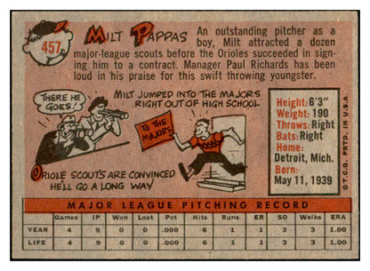 1958 Topps Baseball #457 Milt Pappas Orioles EX-MT 536081