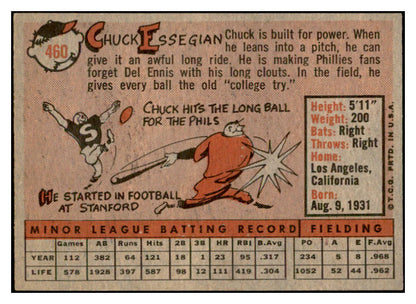 1958 Topps Baseball #460 Chuck Essegian Phillies EX-MT 536083