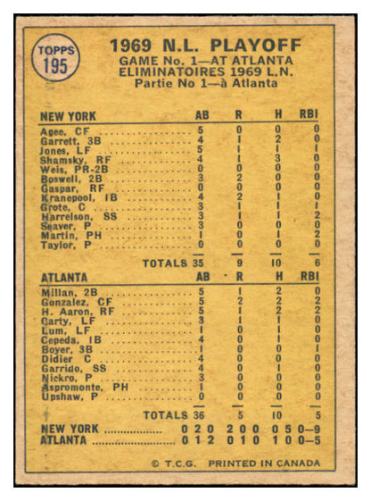 1970 O Pee Chee #195 N.L. Play Offs Game 1 Seaver EX-MT 536293