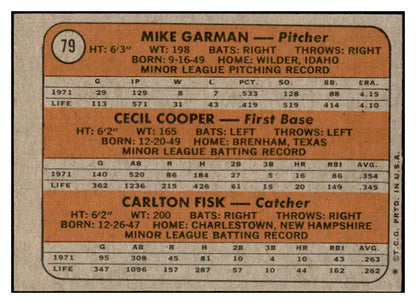 1972 Topps Baseball #079 Carlton Fisk Red Sox VG-EX 536379