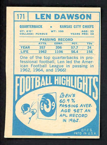 1968 Topps Football #171 Len Dawson Chiefs VG-EX 536391