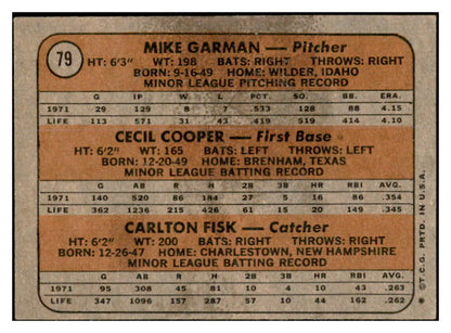 1972 Topps Baseball #079 Carlton Fisk Red Sox EX-MT 536392