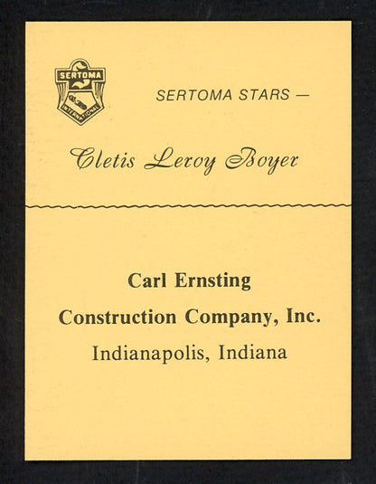 1977 Sertoma Stars Clete Boyer Braves NR-MT 536667