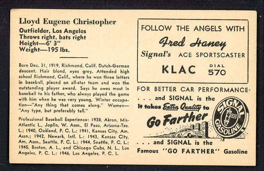 1947 Signal Oil Loyd Christopher Los Angeles VG-EX 537090