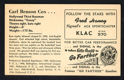 1947 Signal Oil Carl Cox Hollywood EX 537091