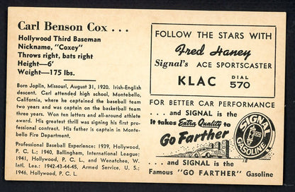 1947 Signal Oil Carl Cox Hollywood EX 537092