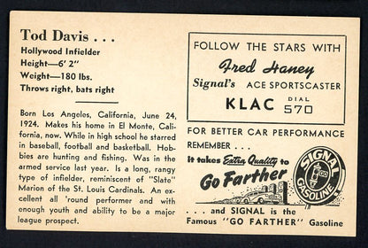 1947 Signal Oil Tod Davis Hollywood EX 537093