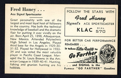 1947 Signal Oil Fred Haney Hollywood EX-MT 537103