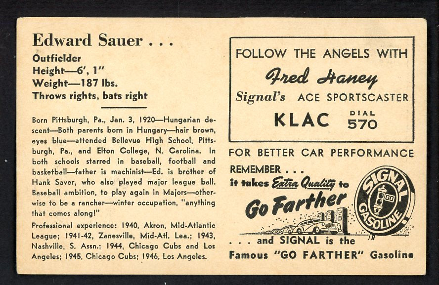 1947 Signal Oil Ed Sauer Los Angeles VG-EX 537126